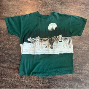 Habitat Vintage 1991 Wolf Print Single Stitch Mens Large